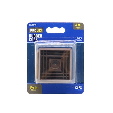 Rubber Caster Cup Brown Square 1-5/8 In. W X 1-5/8 In. L , 4PK